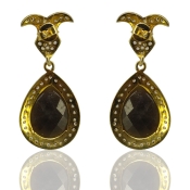 Sapphire and Diamond White CZ 925 Sterling Silver Earring