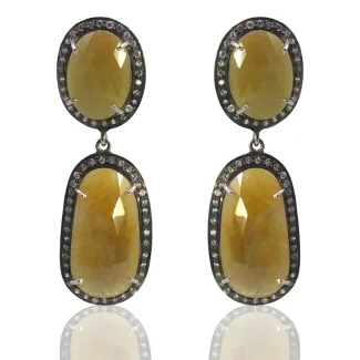 Sapphire and Diamond White CZ 925 Sterling Silver Earring