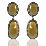 Sapphire and Diamond White CZ 925 Sterling Silver Earring