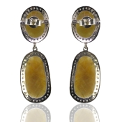 Sapphire and Diamond White CZ 925 Sterling Silver Earring