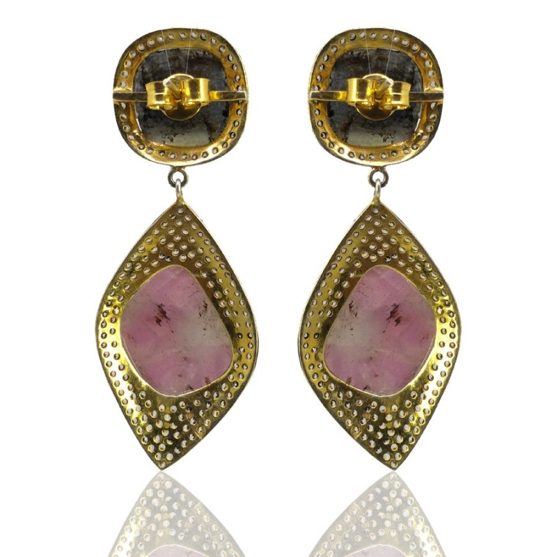 Multi Sapphire and Diamond White CZ 925 Sterling Silver Earring