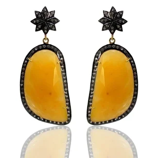 Yellow Sapphire and Turquoise 925 Sterling Silver Earring