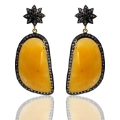 Yellow Sapphire and Turquoise 925 Sterling Silver Earring