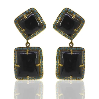 Blue Onyx and Turquoise 925 Sterling Silver Earring