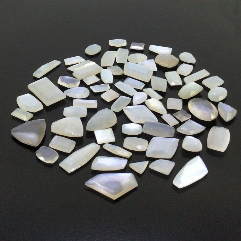 352.15 Cts. White Moonstone 1.40-17.85Cts. Faceted Mix Shape AAA Grade Gemstones Parcel - Total 66 Pcs.