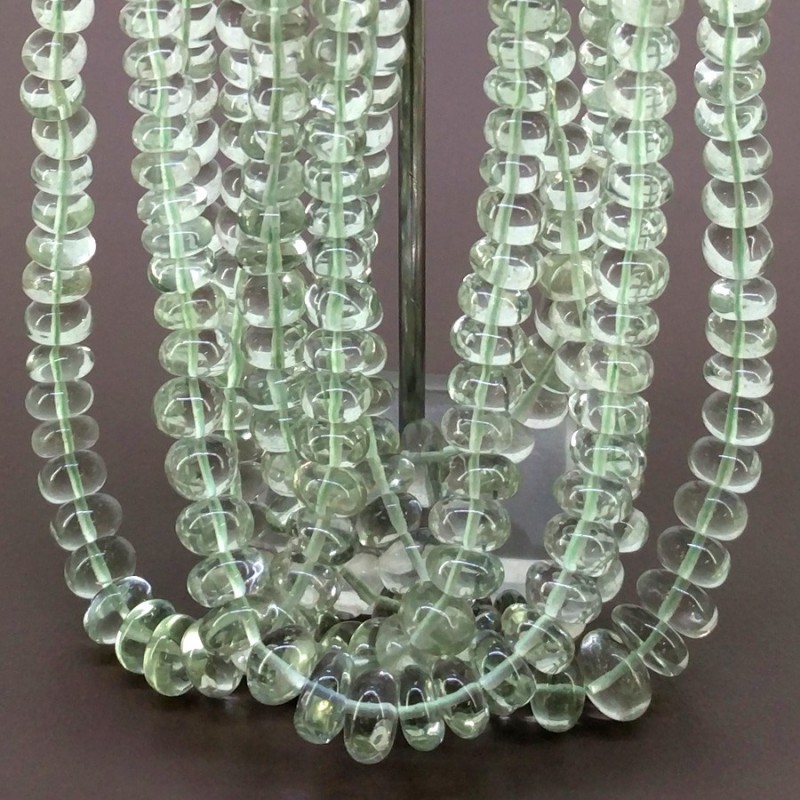 Green Amethyst Smooth Rondelle Shape AA Grade Gemstone Beads Lot - 5.5-9.5mm - 18 Inch - 6 Strand