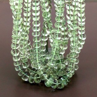 Green Amethyst Smooth Rondelle Shape AA+ Grade Gemstone Beads Lot - 5-10mm - 18 Inch - 6 Strand