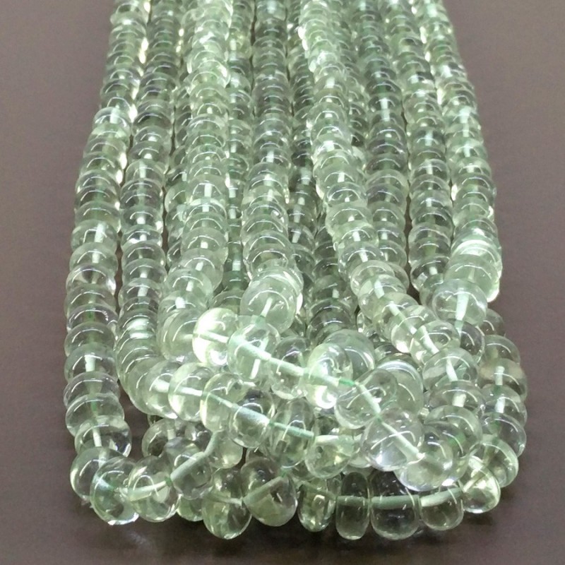 Green Amethyst Smooth Rondelle Shape AA+ Grade Gemstone Beads Lot - 5.5-9.5mm - 18 Inch - 6 Strand