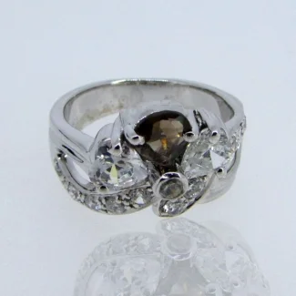 Multi Stones and Diamond White CZ 925 Sterling Silver Ring