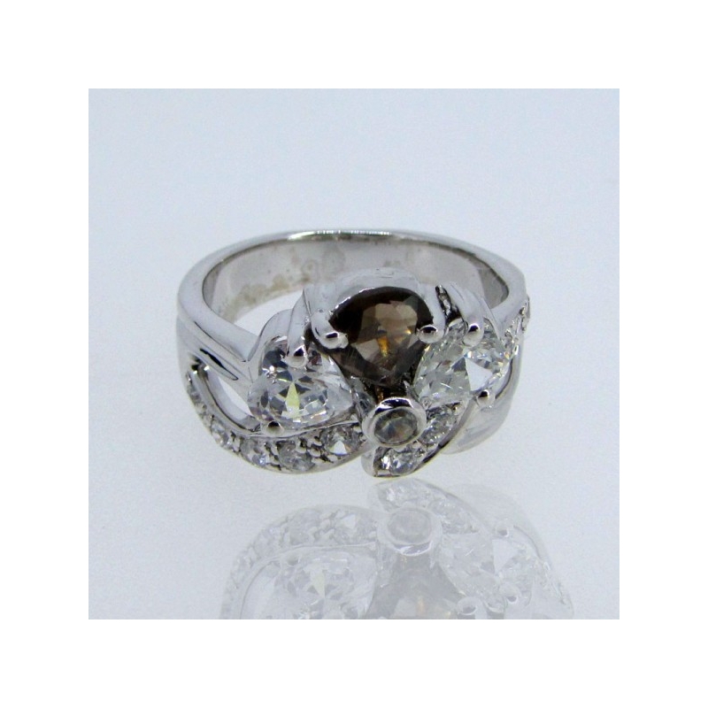 Multi Stones and Diamond White CZ 925 Sterling Silver Ring