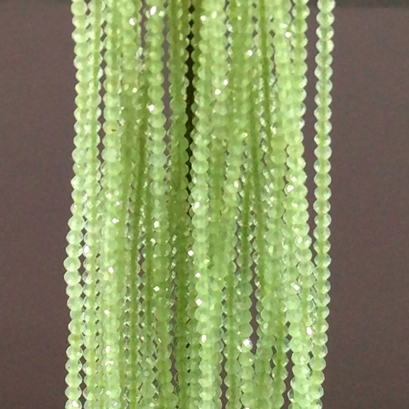 Prehnite Faceted Rondelle Shape AAA+ Grade Gemstone Beads Lot - 2mm - 13 Inch - 24 Strand