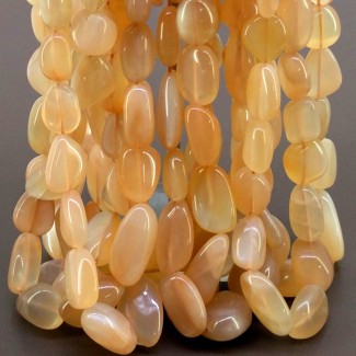 Peach Moonstone Smooth Nugget Shape AA+ Grade Gemstone Beads Lot - 8-20mm - 18 Inch - 9 Strand