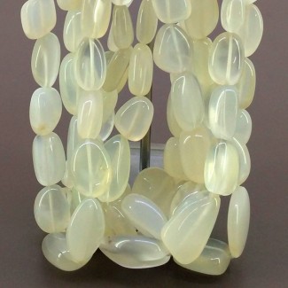 White Moonstone Smooth Nugget Shape AA+ Grade Gemstone Beads Lot - 9-20mm - 17 Inch - 6 Strand
