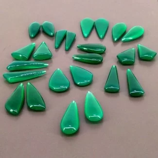  325.15 Cts. Green Onyx 23-35mm Smooth Fancy Shape AAA Grade Loose Gemstone Beads Lot - Total 24 Pcs.