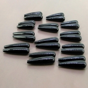 339.05 Cts. Black Onyx 28-36mm Smooth Drop Shape AAA Grade Loose Gemstone Beads Lot - Total 24 Pcs.