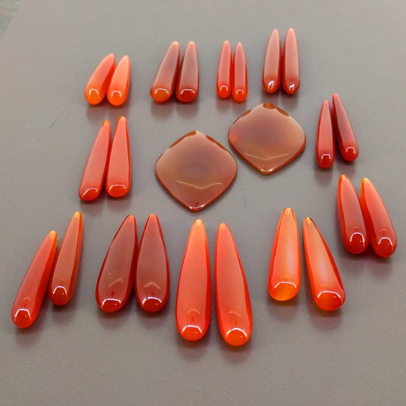  347.45 Cts. Red Onyx 30-45mm Smooth Mix Shape AAA Grade Loose Gemstone Beads Lot - Total 24 Pcs.