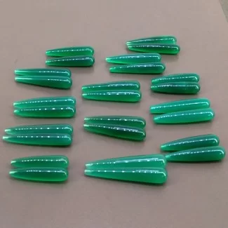 Green Onyx Smooth Drop Shape AAA Grade Gemstone Loose Beads - 33-46mm - 26 Pc. - 352.85 Cts.