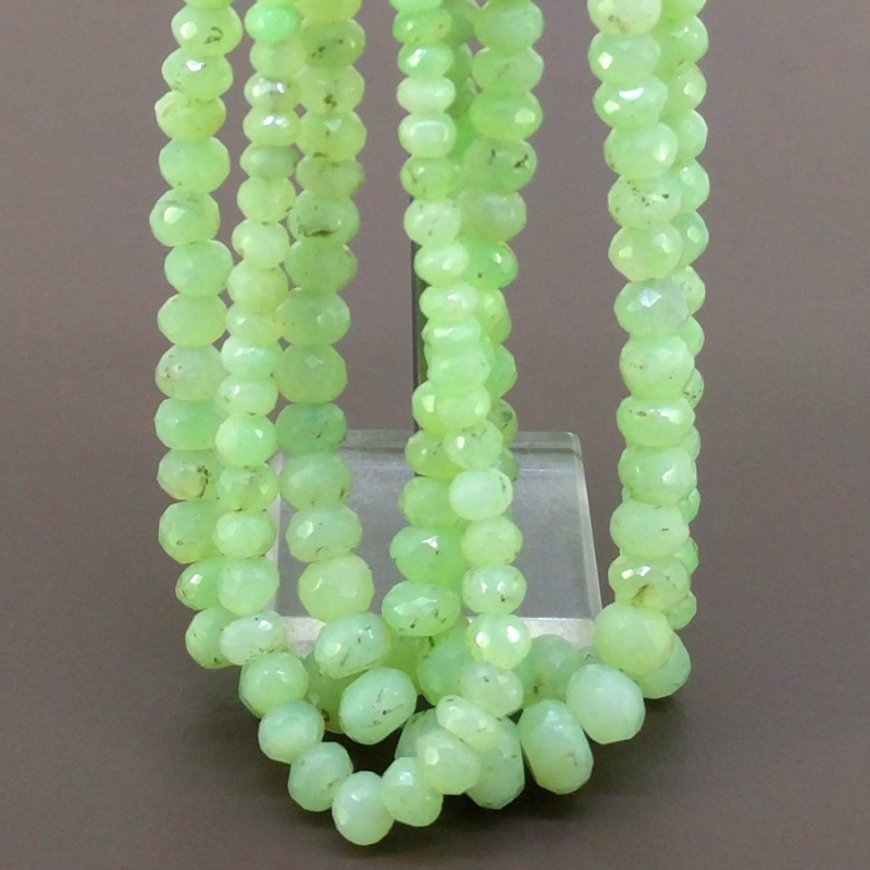 Chrysoprase Faceted Rondelle Shape Gemstone Beads Lot - 5-9mm - 16 Inch - 4 Strand