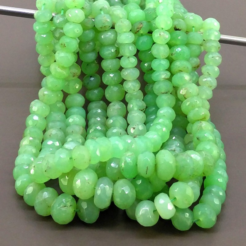 SKU#155365 Total 16 Strands of 13 Inches In The Lot 5-7mm Natural Chrysoprase Gemstone Beads Chrysoprase Faceted Rondelle Shape Beads