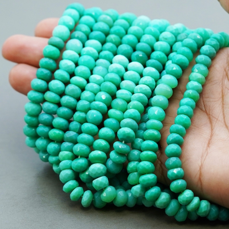 Chrysoprase 7-7.5mm Faceted Rondelle Shape AA+ Grade Gemstone Beads Strand - Total 1 Strand of 13 Inch.