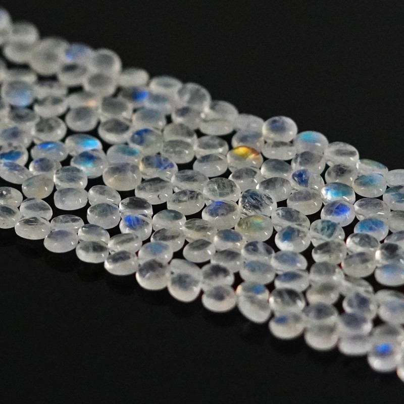 Rainbow Moonstone Smooth Heart Shape Gemstone Beads Strand,Beads Lot - 6.5-7.5mm - 8 Inch - 5 Strand