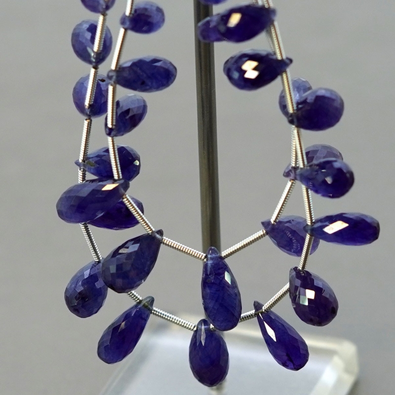 Blue Sapphire 9-14.5mm Briolette Drop Shape AA+ Grade Multi Strand Beads Layout - Total 2 Strands of 6-7 Inch.