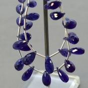Blue Sapphire 9-14.5mm Briolette Drop Shape AA+ Grade Multi Strand Beads Layout - Total 2 Strands of 6-7 Inch.