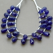 Blue Sapphire 9-14.5mm Briolette Drop Shape AA+ Grade Multi Strand Beads Layout - Total 2 Strands of 6-7 Inch.