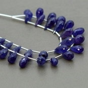 Blue Sapphire 9-14.5mm Briolette Drop Shape AA+ Grade Multi Strand Beads Layout - Total 2 Strands of 6-7 Inch.