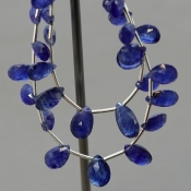 Blue Sapphire 7.5-12.5mm Briolette Pear Shape AA+ Grade Multi Strand Beads Layout - Total 2 Strands of 5-6 Inch