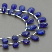 Blue Sapphire 7.5-12.5mm Briolette Pear Shape AA+ Grade Multi Strand Beads Layout - Total 2 Strands of 5-6 Inch