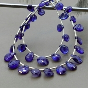 Blue Sapphire 7-12mm Briolette Pear Shape AA+ Grade Multi Strand Beads Layout - Total 2 Strands of 5-7 Inch
