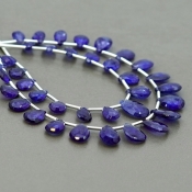 Blue Sapphire 7-12mm Briolette Pear Shape AA+ Grade Multi Strand Beads Layout - Total 2 Strands of 5-7 Inch