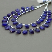Blue Sapphire 7-12mm Briolette Pear Shape AA+ Grade Multi Strand Beads Layout - Total 2 Strands of 5-7 Inch