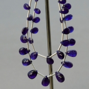 Blue Sapphire 6.5-11 mm Smooth Pear Shape AA+ Grade Multi Strand Beads Layout - Total 2 Strands of 6-7 Inch.