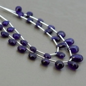 Blue Sapphire 6.5-11 mm Smooth Pear Shape AA+ Grade Multi Strand Beads Layout - Total 2 Strands of 6-7 Inch.