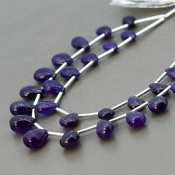 Blue Sapphire 6.5-11 mm Smooth Pear Shape AA+ Grade Multi Strand Beads Layout - Total 2 Strands of 6-7 Inch.