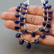 Blue Sapphire 6.5-11 mm Smooth Pear Shape AA+ Grade Multi Strand Beads Layout - Total 2 Strands of 6-7 Inch.
