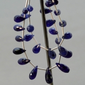 Blue Sapphire 9-14mm Briolette Drop Shape AA+ Grade Multi Strand Beads Layout - Total 2 Strands of 5-6 Inch