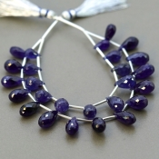 Blue Sapphire 9-14mm Briolette Drop Shape AA+ Grade Multi Strand Beads Layout - Total 2 Strands of 5-6 Inch