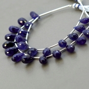 Blue Sapphire 9-14mm Briolette Drop Shape AA+ Grade Multi Strand Beads Layout - Total 2 Strands of 5-6 Inch