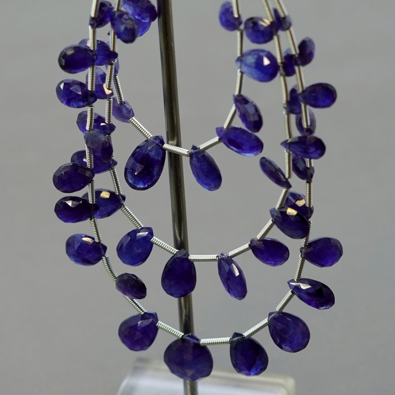 Blue Sapphire 7.5-14mm Briolette Pear Shape AA+ Grade Multi Strand Beads Layout - Total 3 Strands of 5-8 Inch