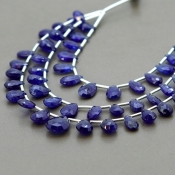 Blue Sapphire 7.5-14mm Briolette Pear Shape AA+ Grade Multi Strand Beads Layout - Total 3 Strands of 5-8 Inch