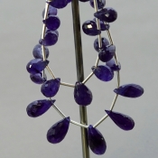 Blue Sapphire 8-15mm Briolette Drop Shape AA+ Grade Multi Strand Beads Layout - Total 2 Strands of 6-8 Inch