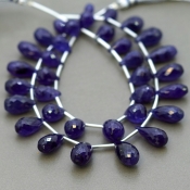 Blue Sapphire 8-15mm Briolette Drop Shape AA+ Grade Multi Strand Beads Layout - Total 2 Strands of 6-8 Inch
