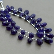 Blue Sapphire 8-15mm Briolette Drop Shape AA+ Grade Multi Strand Beads Layout - Total 2 Strands of 6-8 Inch