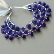 Blue Sapphire 8-14mm Briolette Drop Shape AA+ Grade Multi Strand Beads Layout - Total 3 Strands of 5-8 Inch