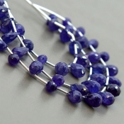 Blue Sapphire 8-14mm Briolette Drop Shape AA+ Grade Multi Strand Beads Layout - Total 3 Strands of 5-8 Inch