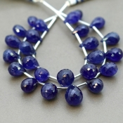 Blue Sapphire 7.5-15mm Briolette Drop Shape AA+ Grade Multi Strand Beads Layout - Total 2 Strands of 5-6 Inch