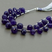 Blue Sapphire 7.5-15mm Briolette Drop Shape AA+ Grade Multi Strand Beads Layout - Total 2 Strands of 5-6 Inch